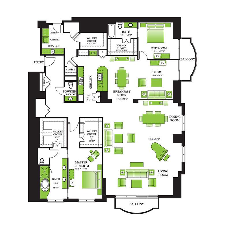 Penthouse 5 Floor Plan | Houston Luxury Apartments