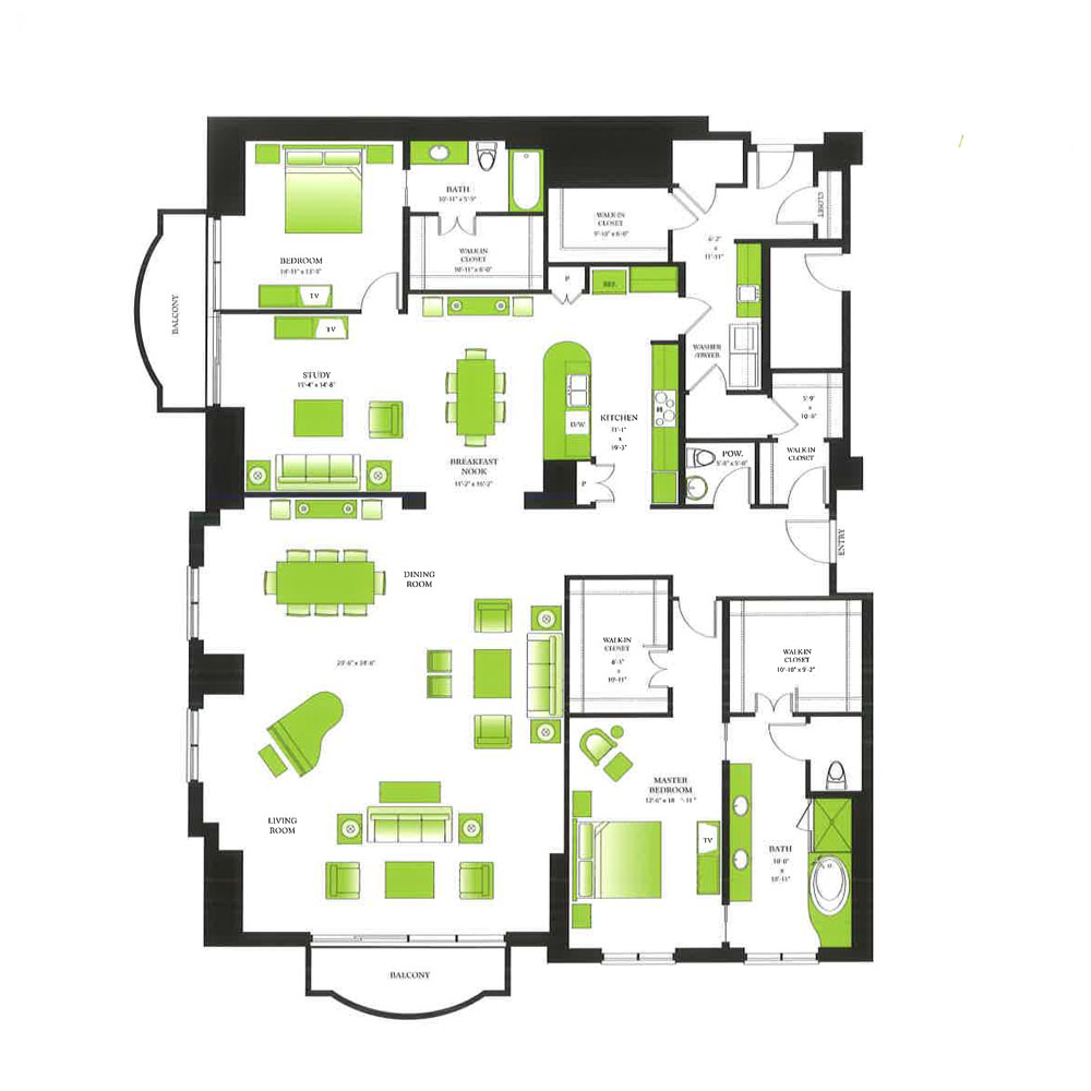 Penthouse Floorplan | Luxury High Rise Apartments